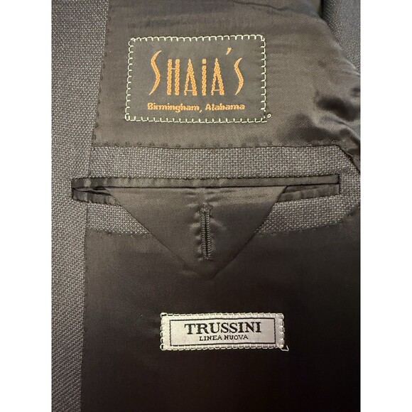 Trussini Men's 54 Black 100% Wool Blazer - Picture 6 of 7